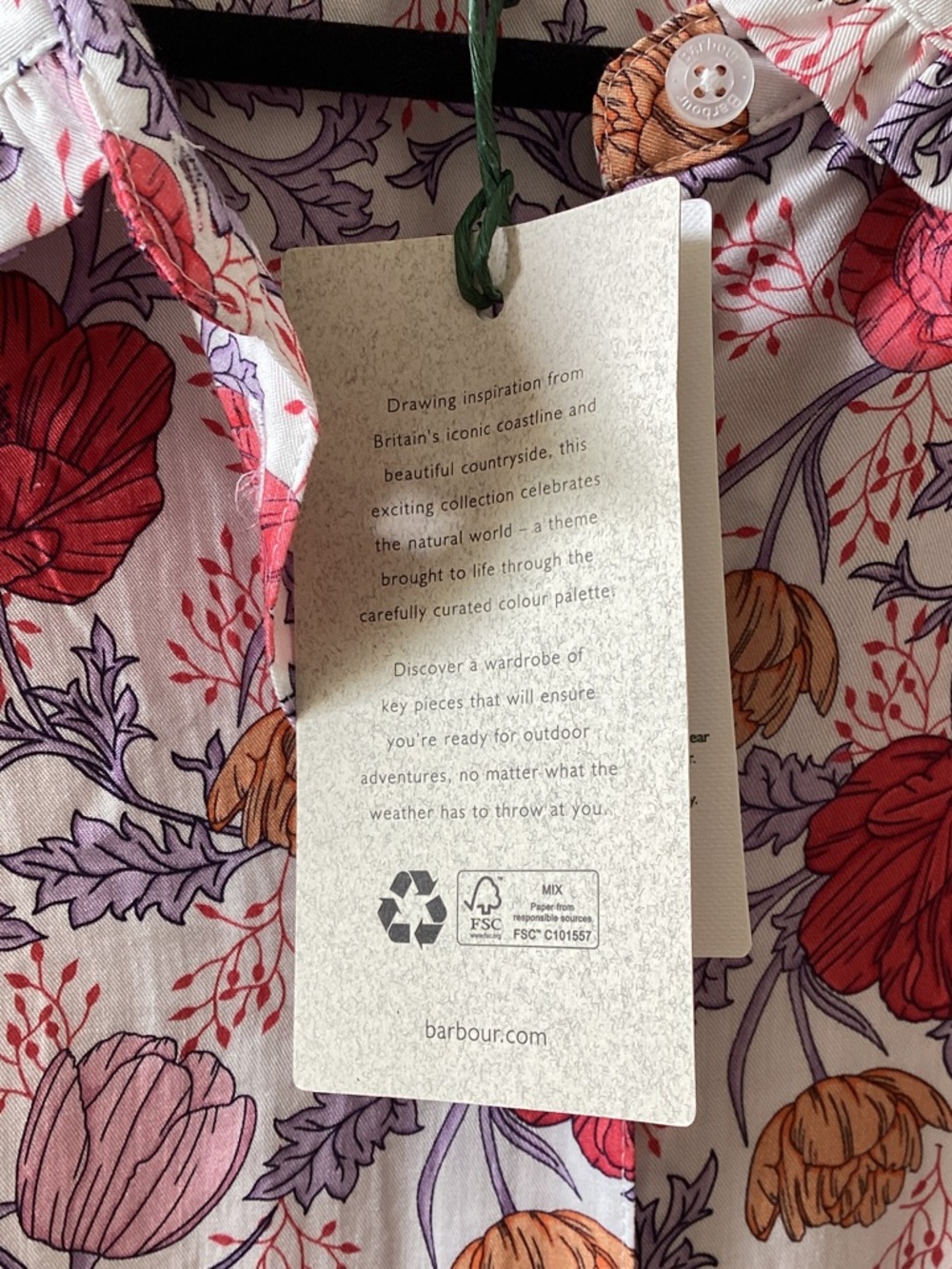 Barbour Red and Purple Floral Button-Up Shirt - Picture 3 of 12